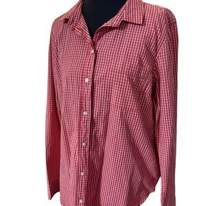 Old Navy “The Classic Shirt” Red and White Plaid Long Sleeve‎ Shirt Sz Med